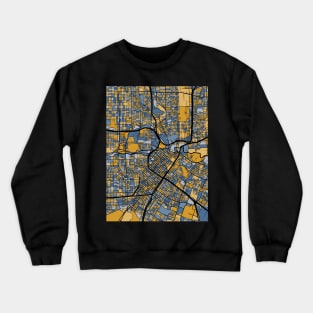 Houston Map Pattern in Blue & Gold Crewneck Sweatshirt